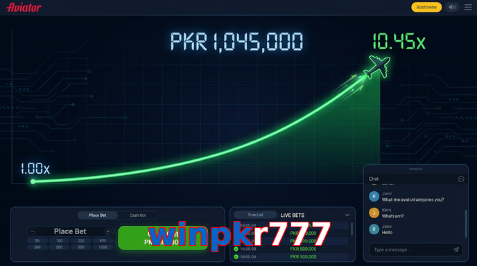 Main screen of Winpkr777 aviator page for PK players