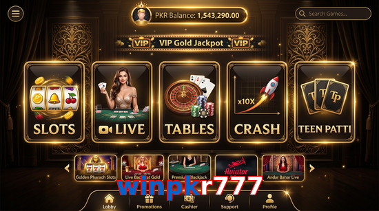 Main screen of Winpkr777 casino page for PK players